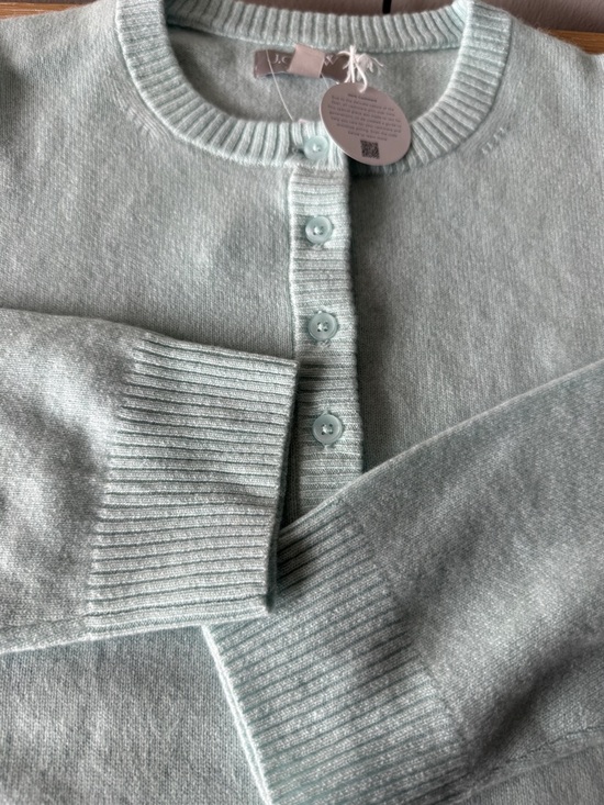 NWT! J. CREW Women’s Perfect cashmere cardigan Sky Mint Size Large 100% Cashmere - Picture 8 of 15